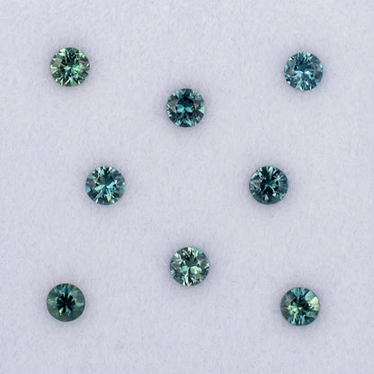 2.80mm Green Blue Sapphire Colored Gemstone Melee Parcel Top View White Background
