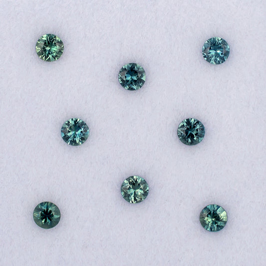 2.80mm Green Blue Sapphire Colored Gemstone Melee Parcel Top View White Background
