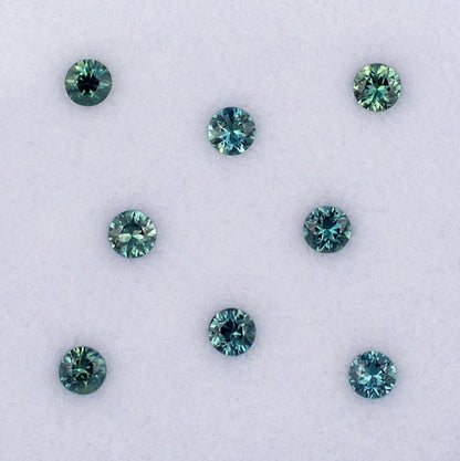 2.80mm Green Blue Sapphire Colored Gemstone Melee Parcel Top View White Background
