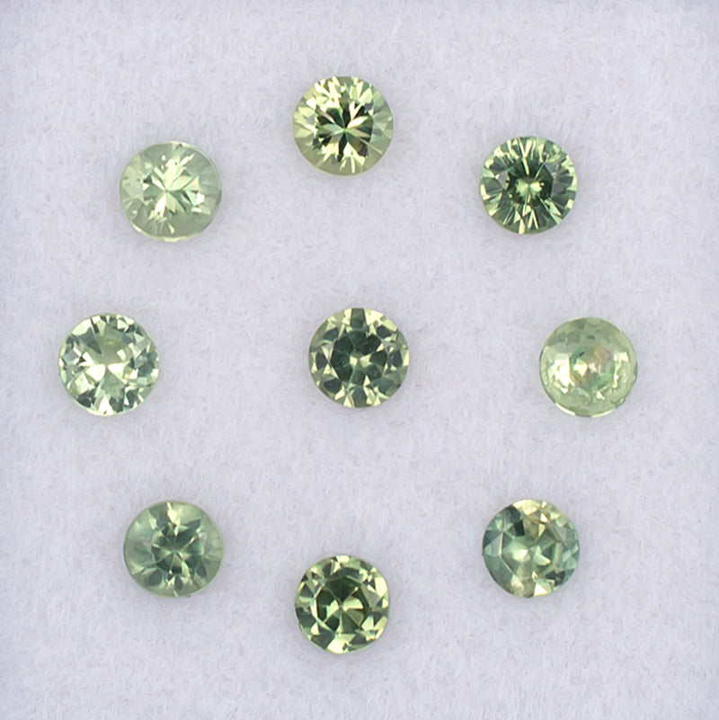 2.80mm Green Sapphire Colored Gemstone Melee Parcel top View White Background
