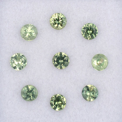 2.80mm Green Sapphire Colored Gemstone Melee Parcel top View White Background
