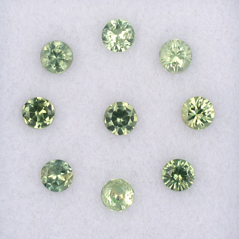 2.80mm Green Sapphire Colored Gemstone Melee Parcel top View White Background

