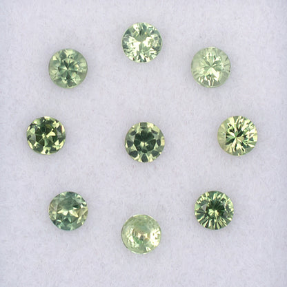 2.80mm Green Sapphire Colored Gemstone Melee Parcel top View White Background
