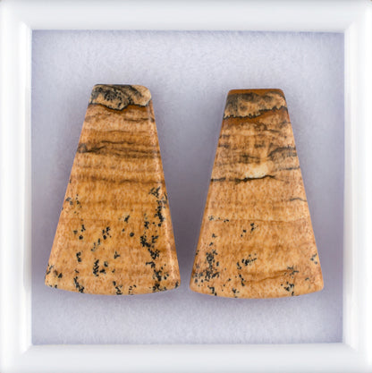 20.76twt Picture Jasper Colored Gemstone Pair Bottom View 
