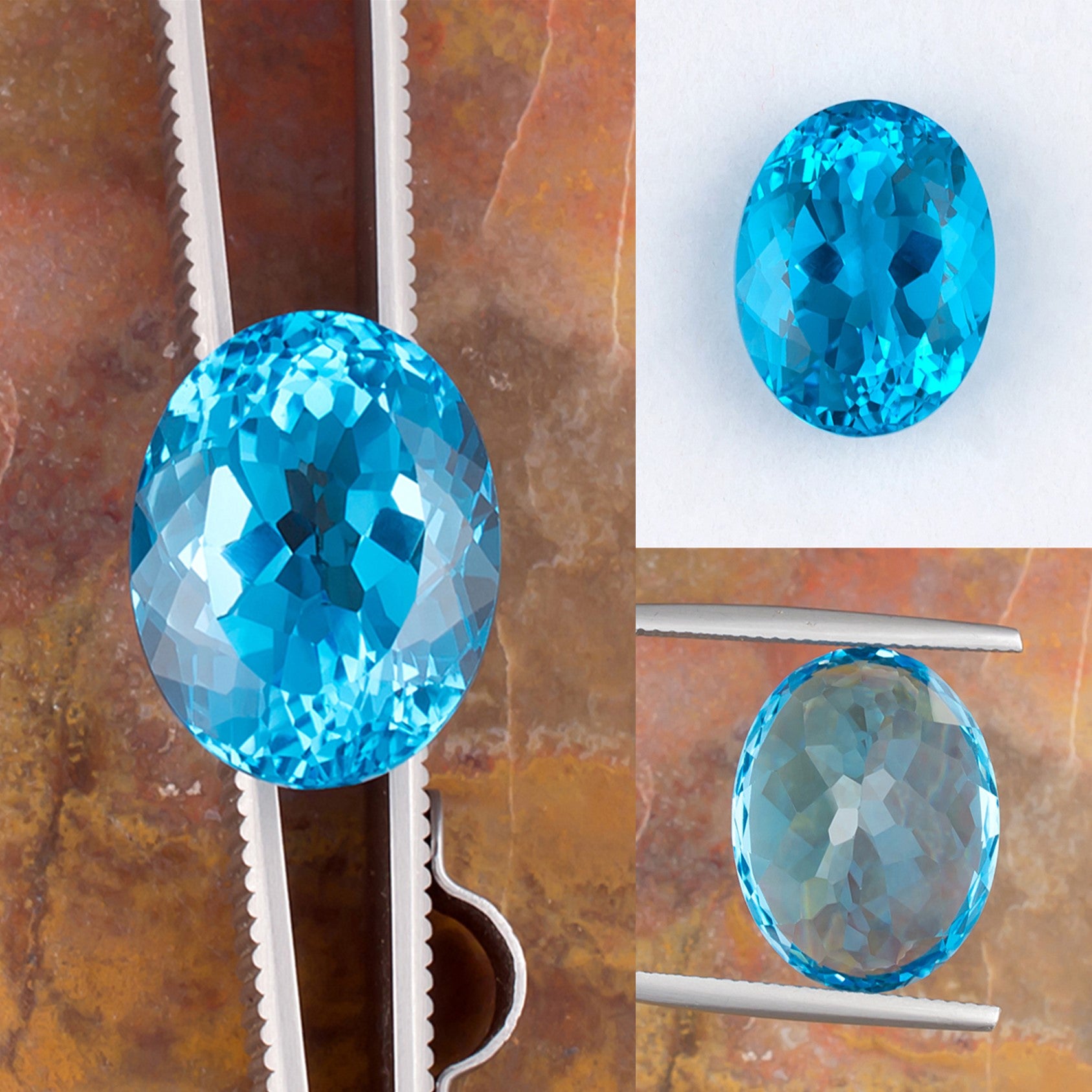 22.77ct Blue Topaz Colored Gemstone Collage I 
