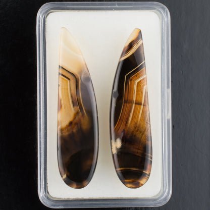 29.12twt Montana Agate Colored Gemstone Pair Bottom View White Background 
