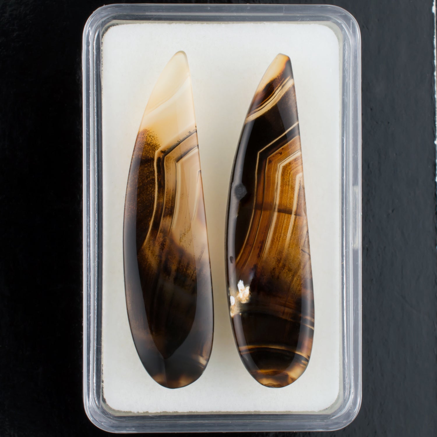29.12twt Montana Agate Colored Gemstone Pair Top and Bottom View White Background 
