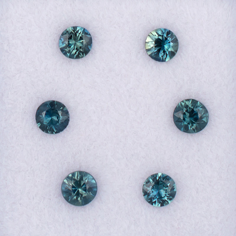 3.00mm Blue Sapphire Colored Gemstone Melee Parcel Top View White Background
