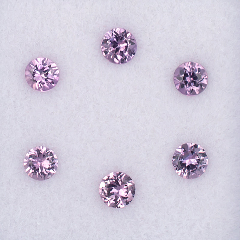 3.00mm Pink Sapphire Colored Gemstone Melee Parcel Top View White Background
