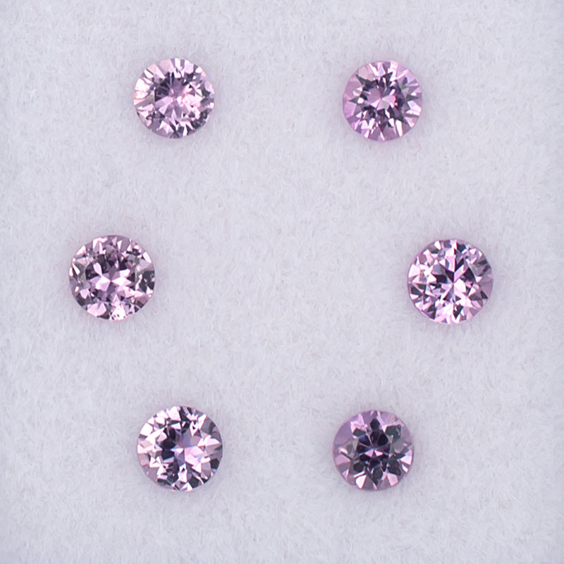 3.00mm Pink Sapphire Colored Gemstone Melee Parcel Top View White Background
