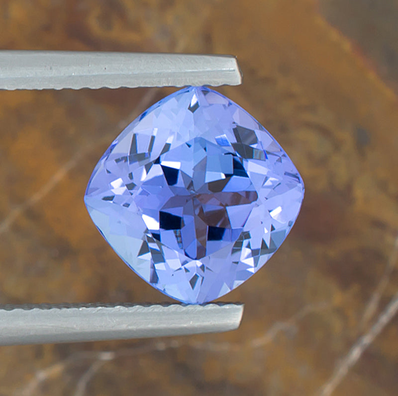 3.08ct Tanzanite Colored Gemstone Top View Natural Background