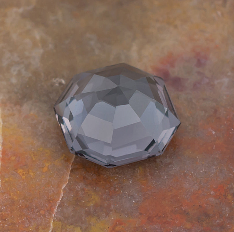 3.20ct Blue Spinel Colored Gemstone Bottom View Natural Background 
