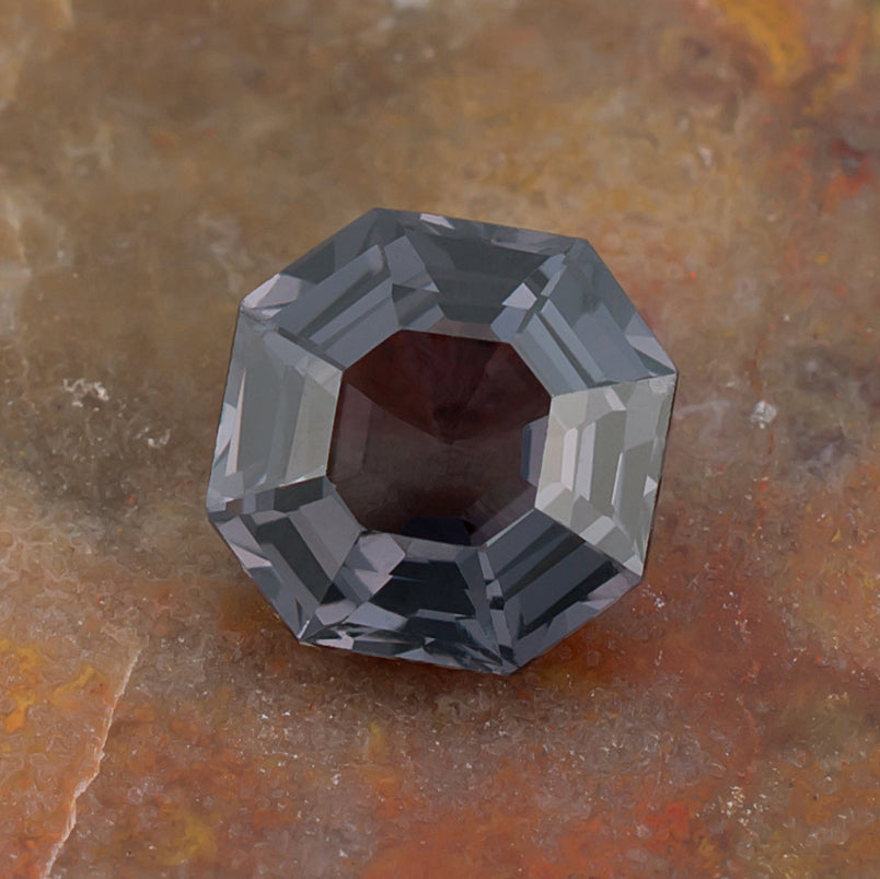 3.20ct Blue Spinel Colored Gemstone Crown View Natural Background
