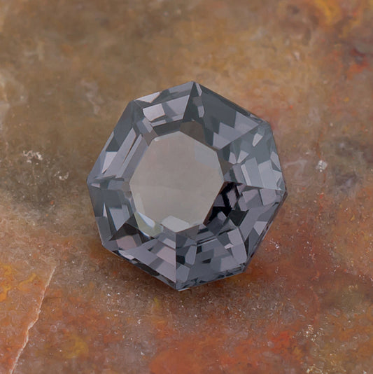 3.20ct Blue Spinel Colored Gemstone Crown View Natural Background

