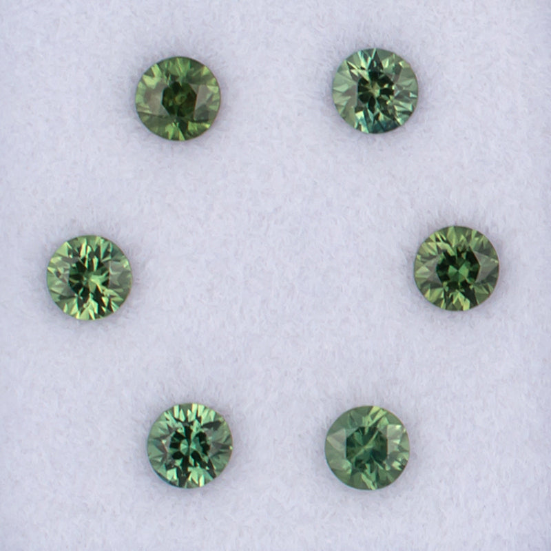 3.20mm Green Sapphire Colored Gemstone Melee Parcel Top View White Background
