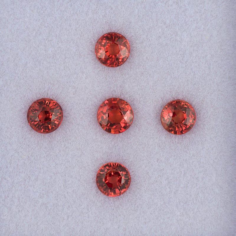 3.20mm Orange Sapphire Colored Gemstone Melee Parcel Top View White Background
