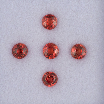 3.20mm Orange Sapphire Colored Gemstone Melee Parcel Top View White Background
