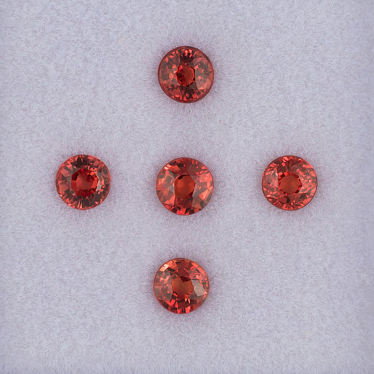 3.20mm Orange Sapphire Colored Gemstone Melee Parcel Top View White Background
