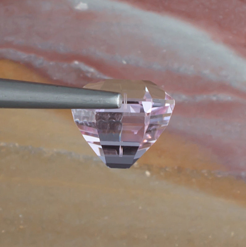 3.23ct Kunzite Colored Gemstone Side View Natural Background
