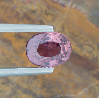 3.25ct Pink Sapphire Colored Gemstone AGL Certificate Top View Natural Background