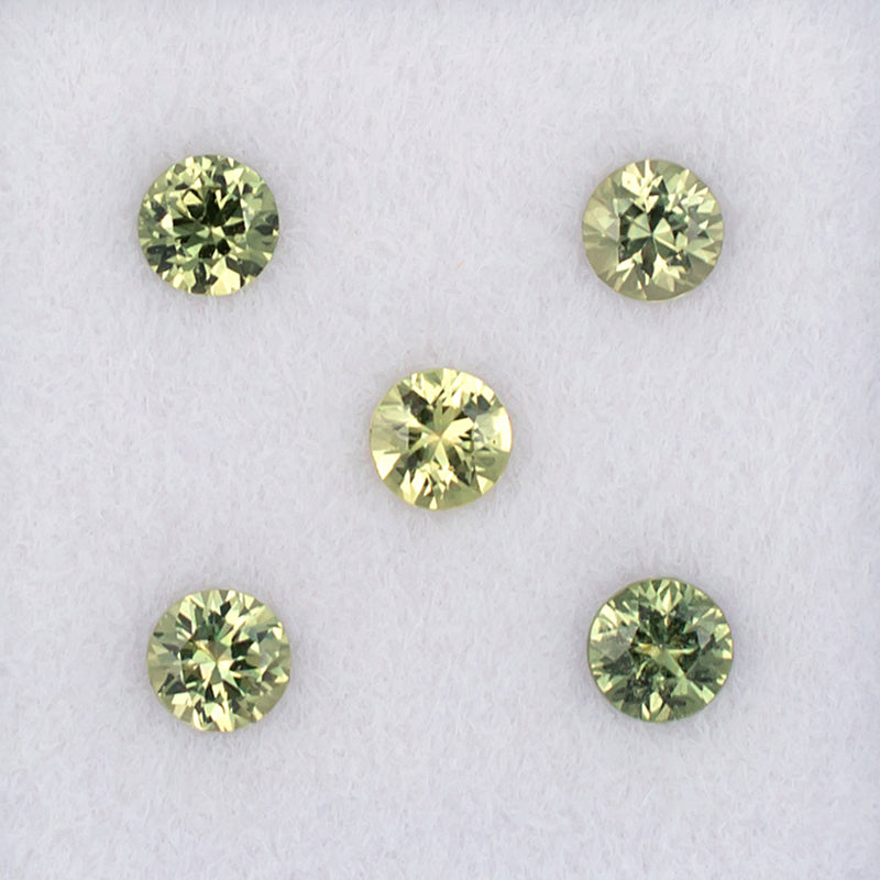 3.30mm Green Sapphire Colored Gemstone Melee Parcel Top View White Background
