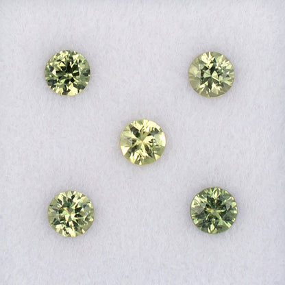 3.30mm Green Sapphire Colored Gemstone Melee Parcel Top View White Background
