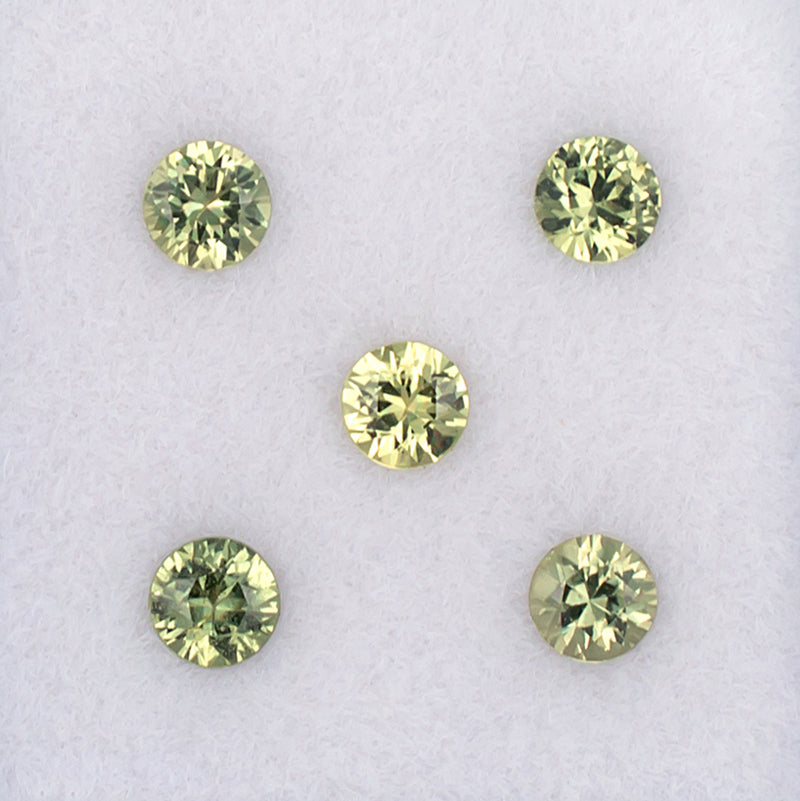 3.30mm Green Sapphire Colored Gemstone Melee Parcel Top View White Background
