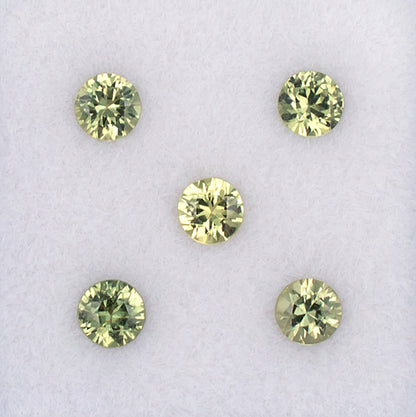 3.30mm Green Sapphire Colored Gemstone Melee Parcel Top View White Background
