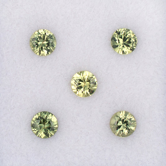 3.30mm Green Sapphire Colored Gemstone Melee Parcel Top View White Background
