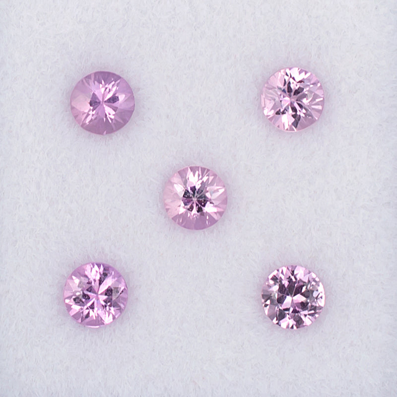 3.30mm Pink Sapphire Colored Gemstone Melee Parcel Top View White Background
