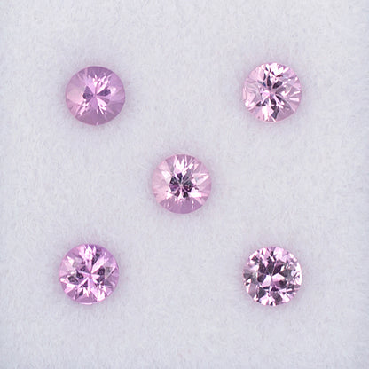 3.30mm Pink Sapphire Colored Gemstone Melee Parcel Top View White Background
