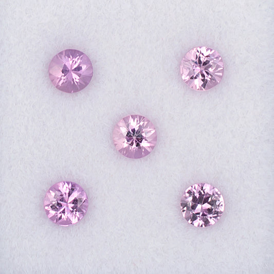 3.30mm Pink Sapphire Colored Gemstone Melee Parcel Top View White Background
