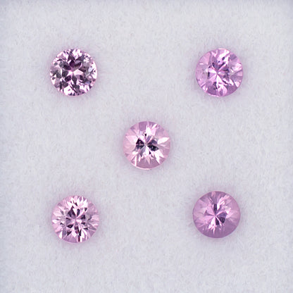 3.30mm Pink Sapphire Colored Gemstone Melee Parcel Top View White Background
