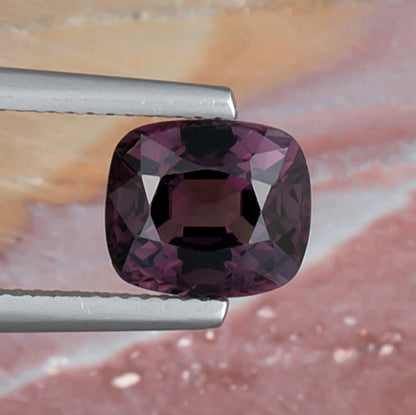 3.41ct Lavender Spinel Colored Gemstone Top View Natural Background 
