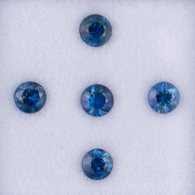 3.50mm Blue Sapphire Colored Gemstone Melee Parcel Top View White Background
