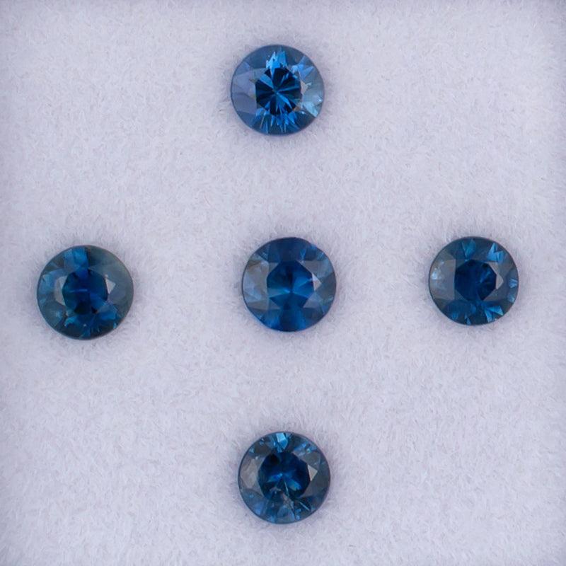 3.50mm Blue Sapphire Colored Gemstone Melee Parcel Top View White Background
