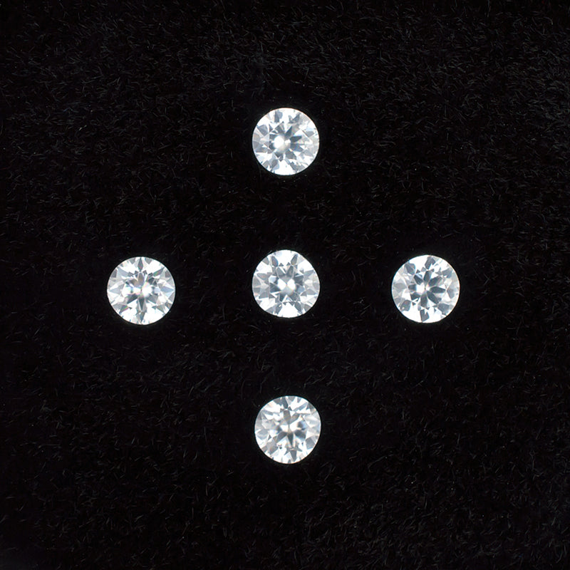 3.50mm White Zircon Colored Gemstone Melee Parcel Top View White Background
