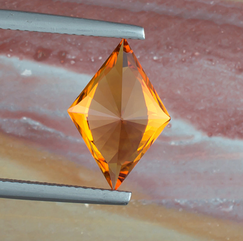3.52ct Citrine Colored Gemstone Bottom View Natural Background 
