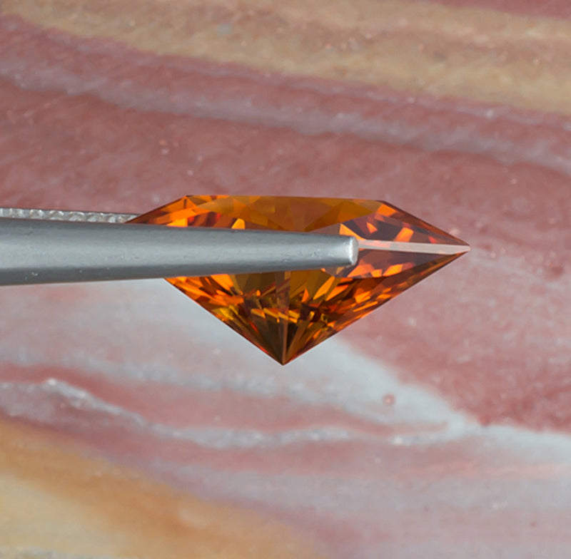3.52ct Citrine Colored Gemstone Side View Natural Background 
