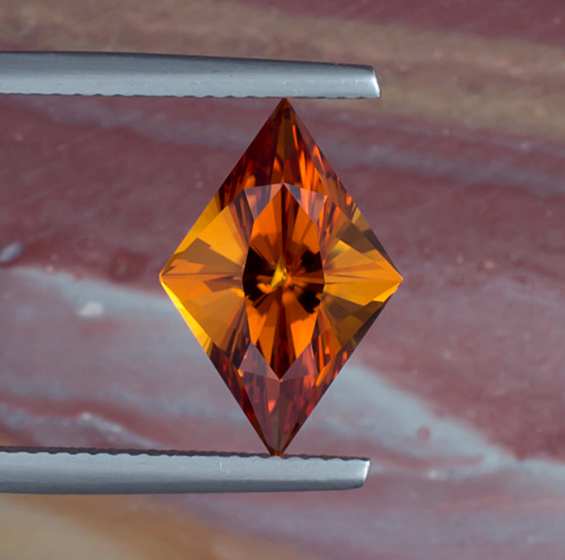 3.52ct Citrine Colored Gemstone Top View Natural Background
