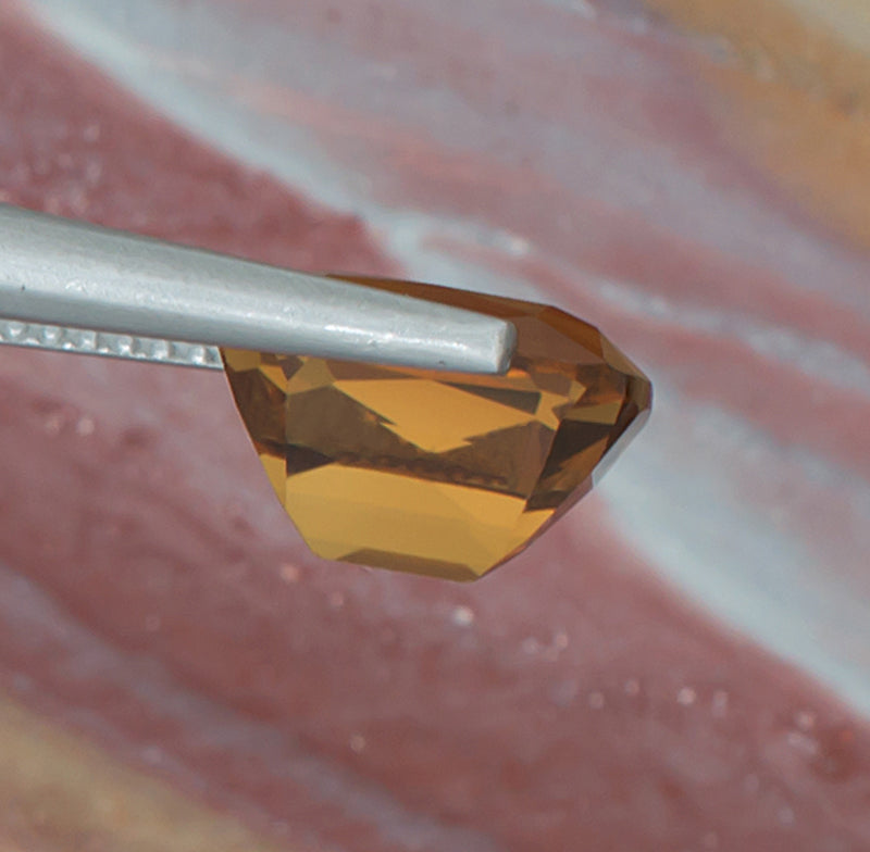 3.53ct Citrine Colored Gemstone Side View Natural Background 