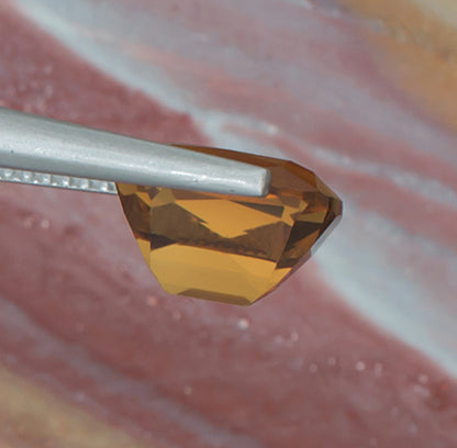 3.53ct Citrine Colored Gemstone Side View Natural Background 