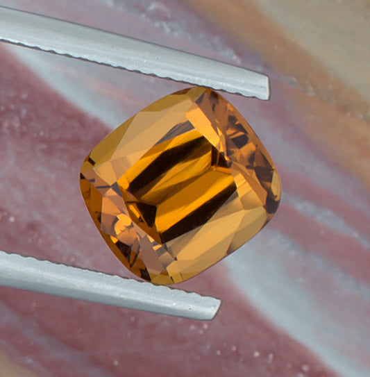 3.53ct Citrine Colored Gemstone Top View Natural Background 