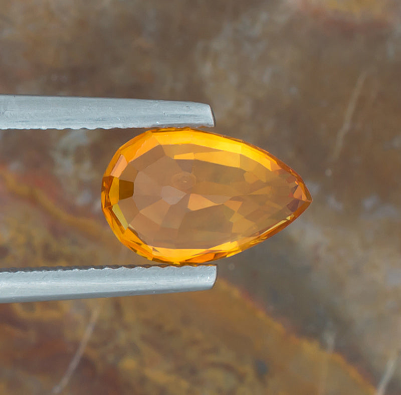 3.69ct Yellow Sapphire Colored Gemstone Bottom View Natural Background   