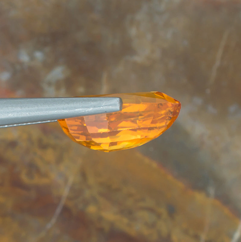 3.69ct Yellow Sapphire Colored Gemstone Side View Natural Background   