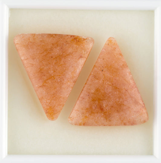 35.90twt Sunstone Colored Gemstone Pair Top View White Background 
