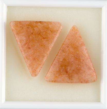 35.90twt Sunstone Colored Gemstone Pair Top and Bottom View White Background 
