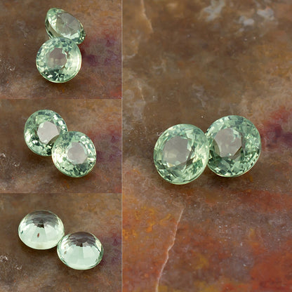4.20mm Green Sapphire Colored Gemstone Pair Collage
