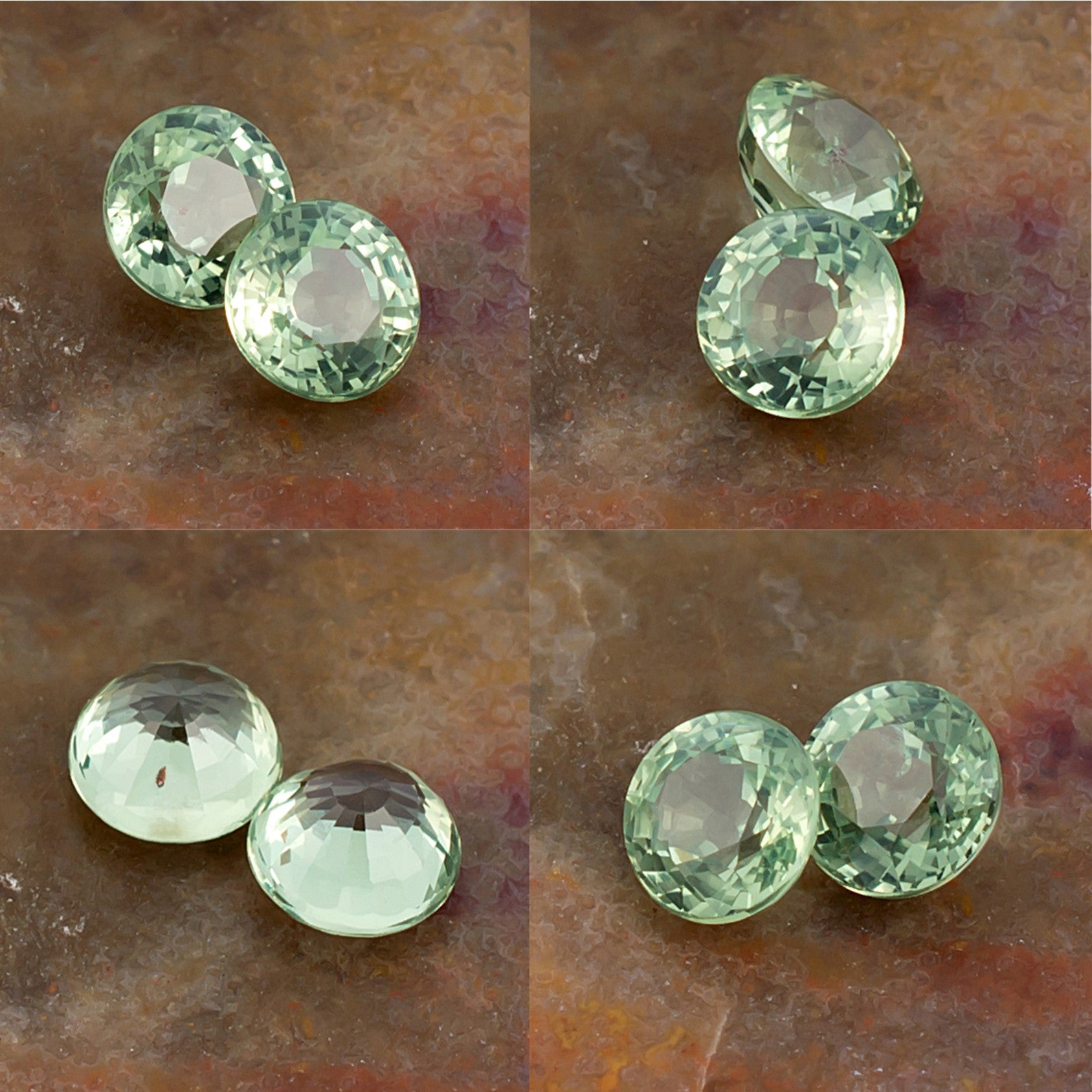 4.20mm Green Sapphire Colored Gemstone Pair Collage 
