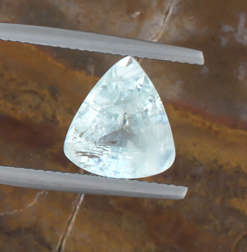 4.70ct Aquamarine Colored Gemstone Top View Natural Background 

